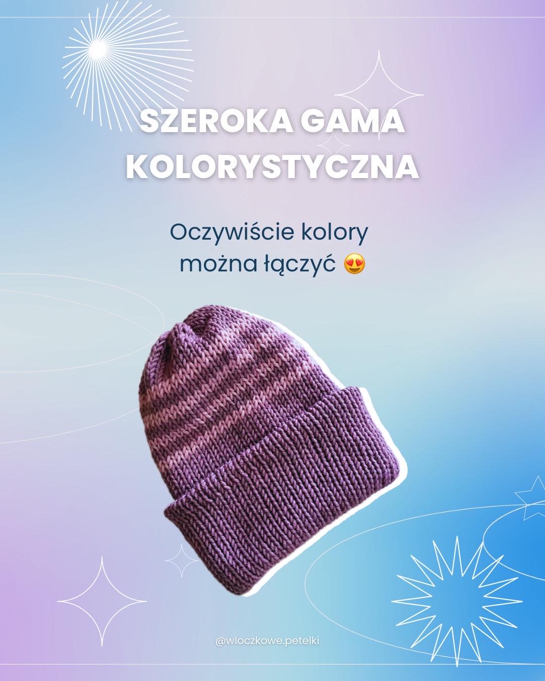 Czapka zimowa beanie handmade merino superwash – dwuwarstwowa, szydełkowana, unisex