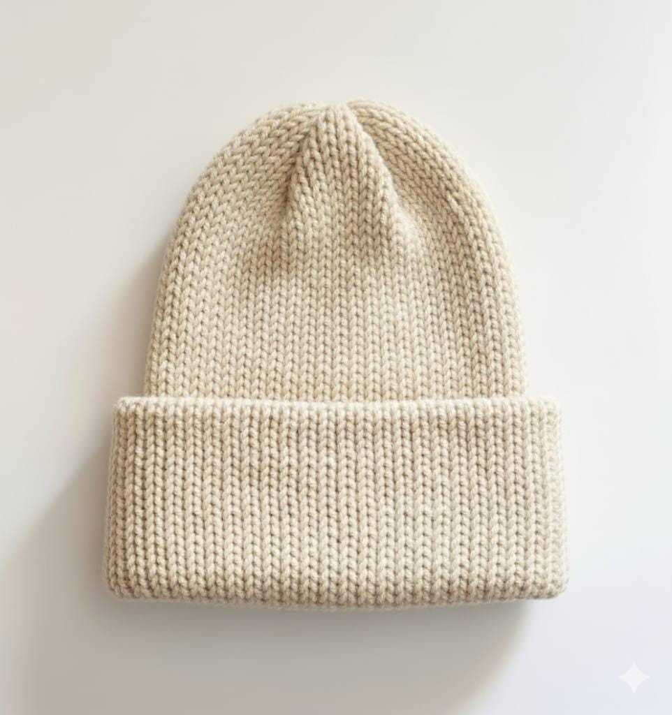 Czapka zimowa beanie handmade merino superwash – dwuwarstwowa, szydełkowana, unisex